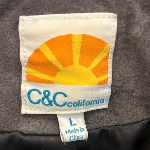 C & C California Gray Suede Moto Jacket - Size Large - Picture 6 of 7